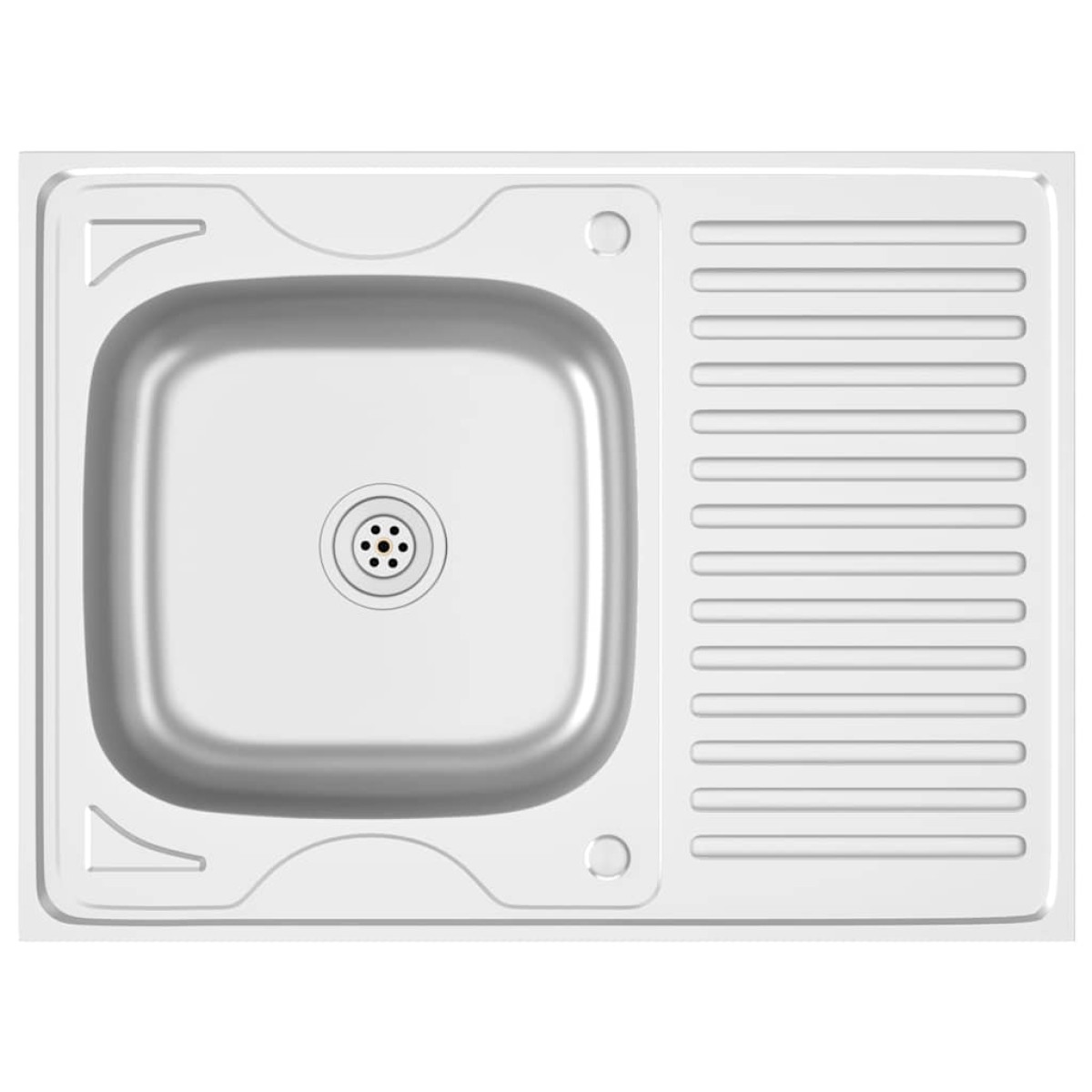 vidaXL Νεροχύτης + Ποδιά Σετ Ασημί 800x600x155 χιλ. Ανοξείδωτο Ατσάλι