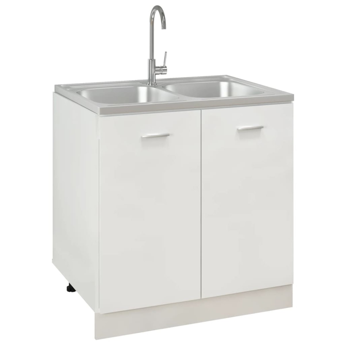 vidaXL Νεροχύτης Διπλή Γούρνα Ασημί 800x600x155 χιλ. Ανοξείδωτο Ατσάλι