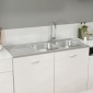 vidaXL Νεροχύτης Διπλή Γούρνα Ασημί 1200x500x155 χιλ. Ανοξείδ. Ατσάλι