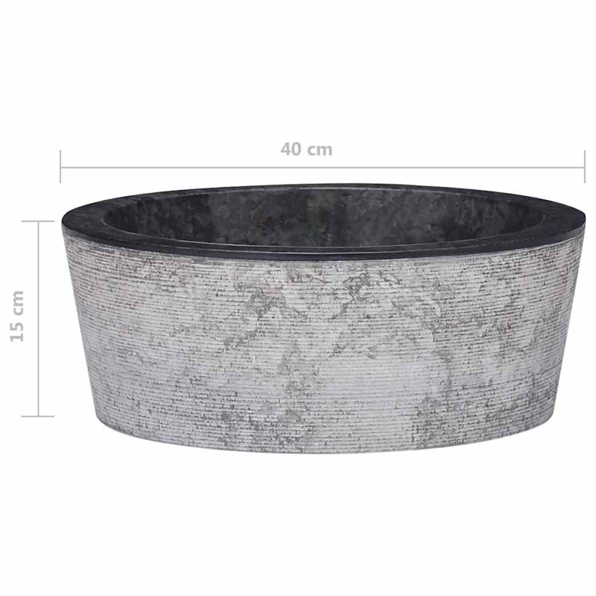 vidaXL Νιπτήρας Μαύρος Ø40 x 15 εκ. Μαρμάρινος