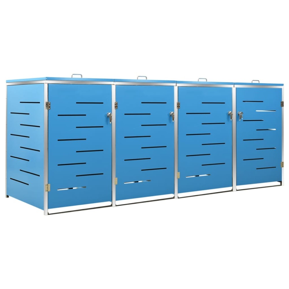 vidaXL Πλαίσιο Κάδων Απορρ. Τετραπλό Ρόδες 276,5x77,5x115εκ Αν. Ατσ.