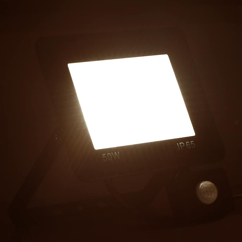 vidaXL Προβολέας LED με Αισθητήρα Θερμό Λευκό 50 W