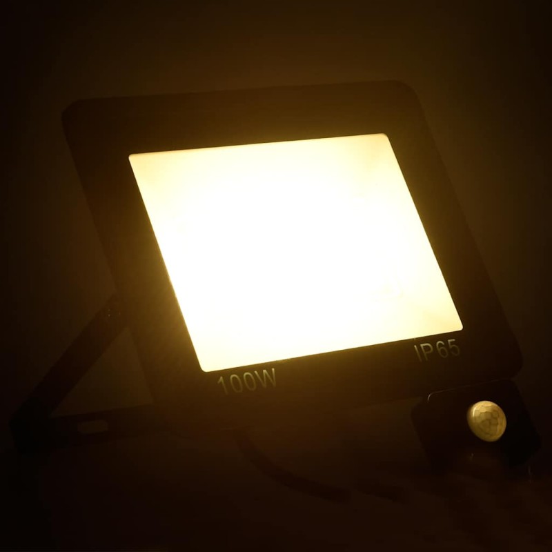 vidaXL Προβολέας LED με Αισθητήρα Θερμό Λευκό 100 W