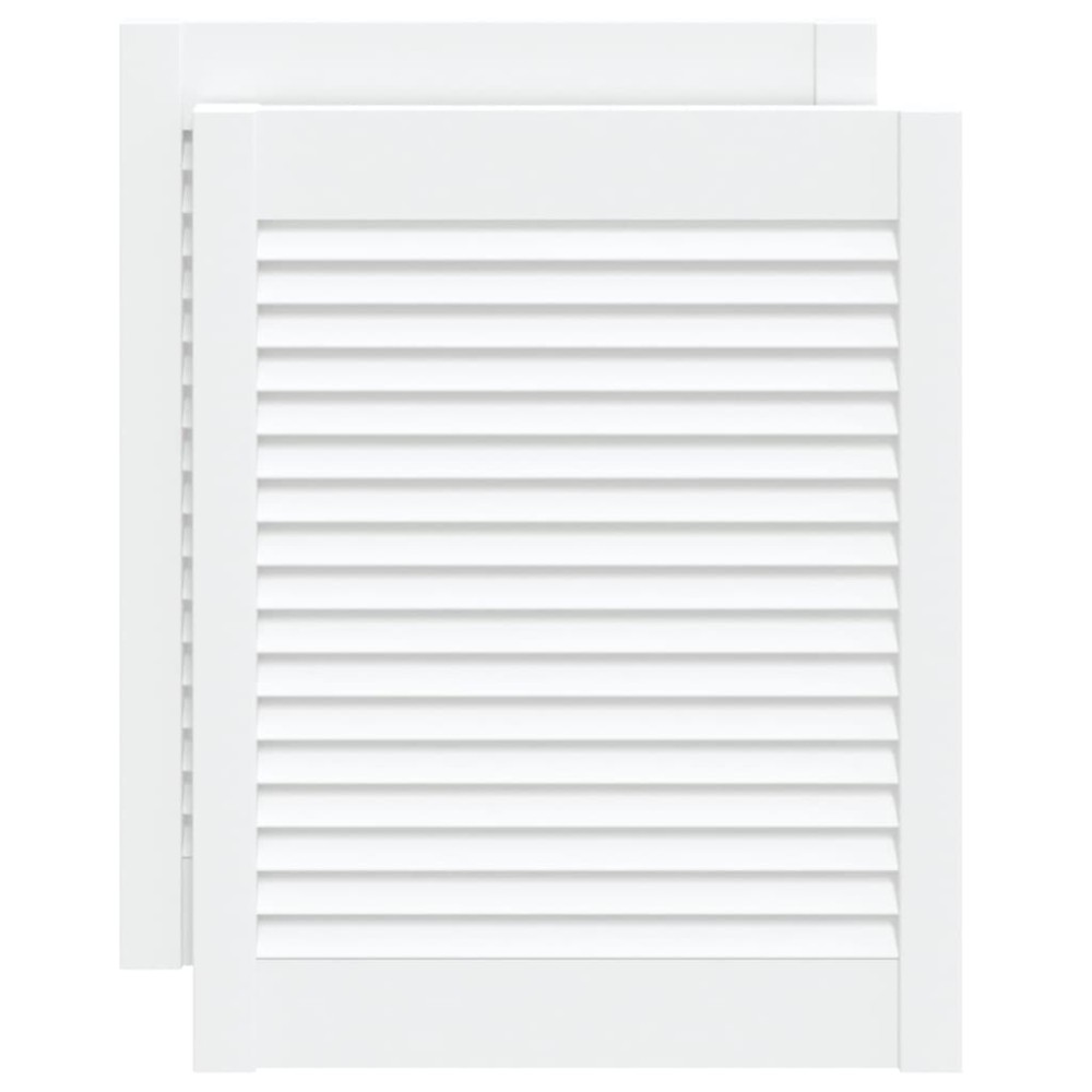 vidaXL Πορτάκια με Περσίδες 2 Τεμ. Λευκά 61,5x49,4εκ Μασίφ Ξύλο Πεύκου