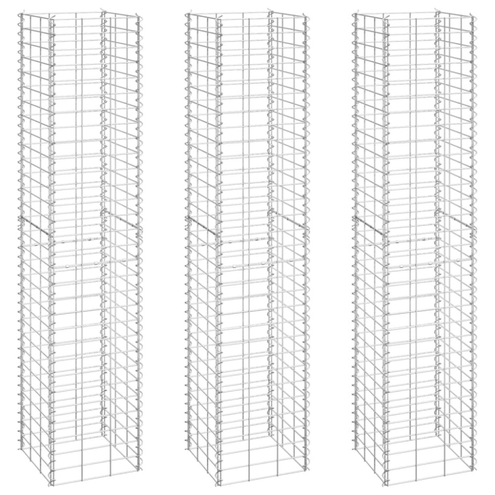 vidaXL Συρματοκιβώτια-Γλάστρες Υπερυψ. 3 τεμ. 30x30x150εκ. Σιδερένιες