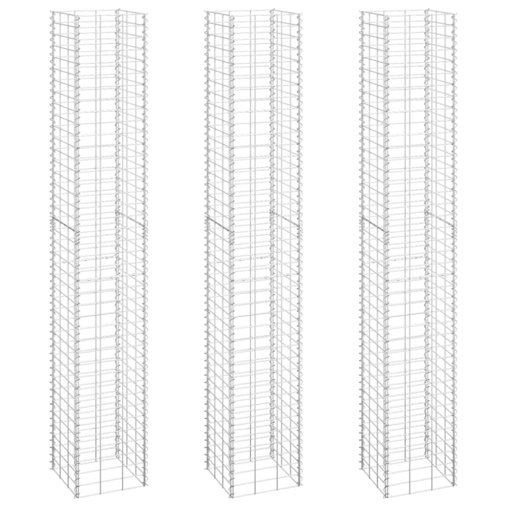vidaXL Συρματοκιβώτια-Γλάστρες Υπερυψ. 3 τεμ. 30x30x200εκ. Σιδερένιες