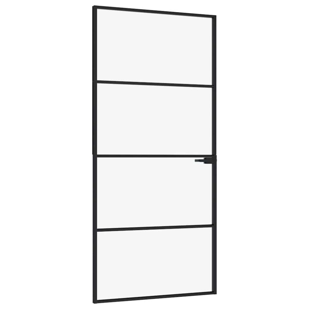 vidaXL Εσωτερική Πόρτα 93x201,5 εκ. Ψημένο Γυαλί και  Λεπτό Αλουμίνιο