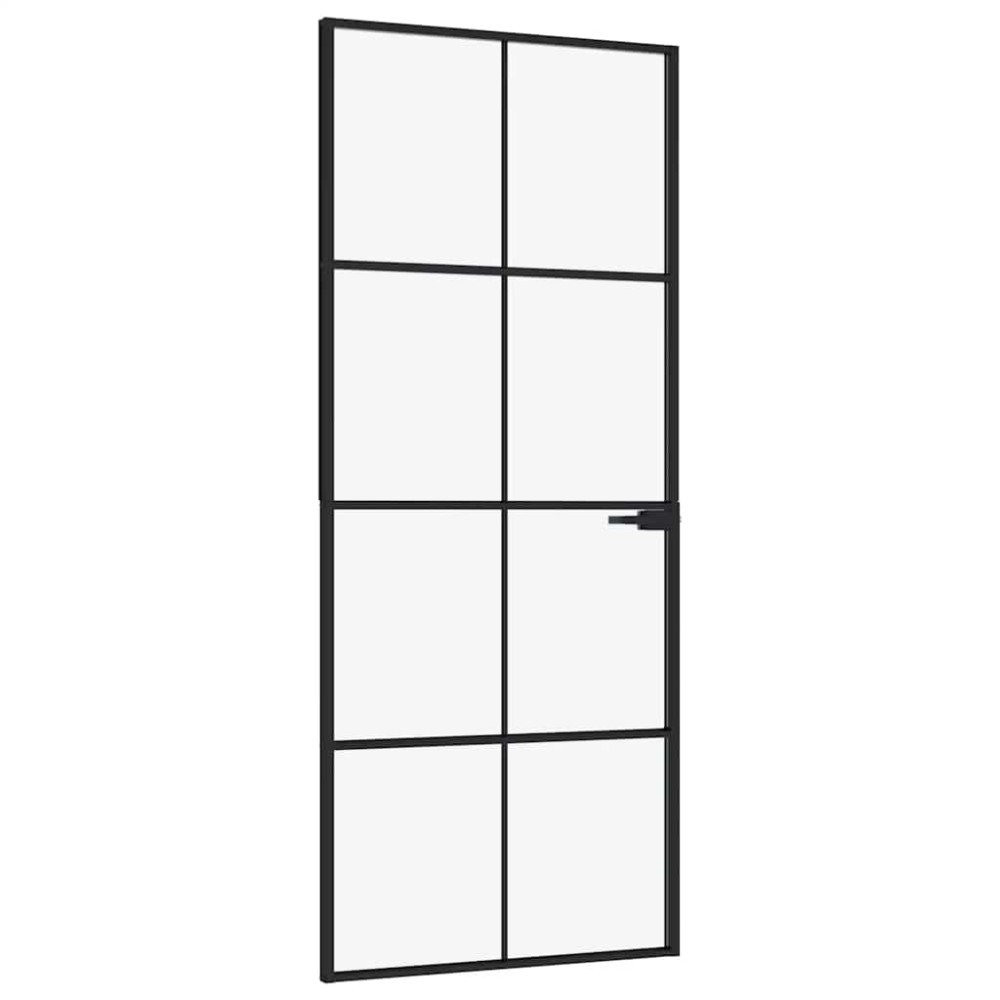vidaXL Εσωτερική Πόρτα 83x201,5 εκ. Ψημένο Γυαλί και  Λεπτό Αλουμίνιο