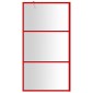 vidaXL Διαχωριστικό Ντουζιέρας Κόκκινο 100 x 195εκ. Διαφανές Γυαλί ESG