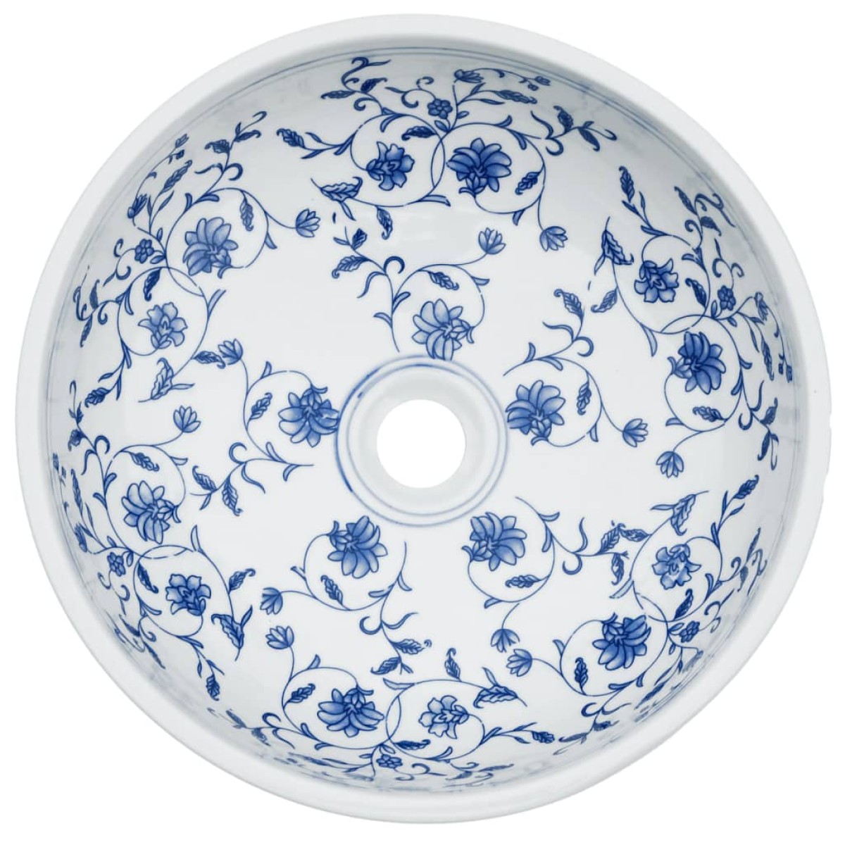 vidaXL Νιπτήρας Λευκός και Μπλε Φ41x14 εκ. Κεραμικός