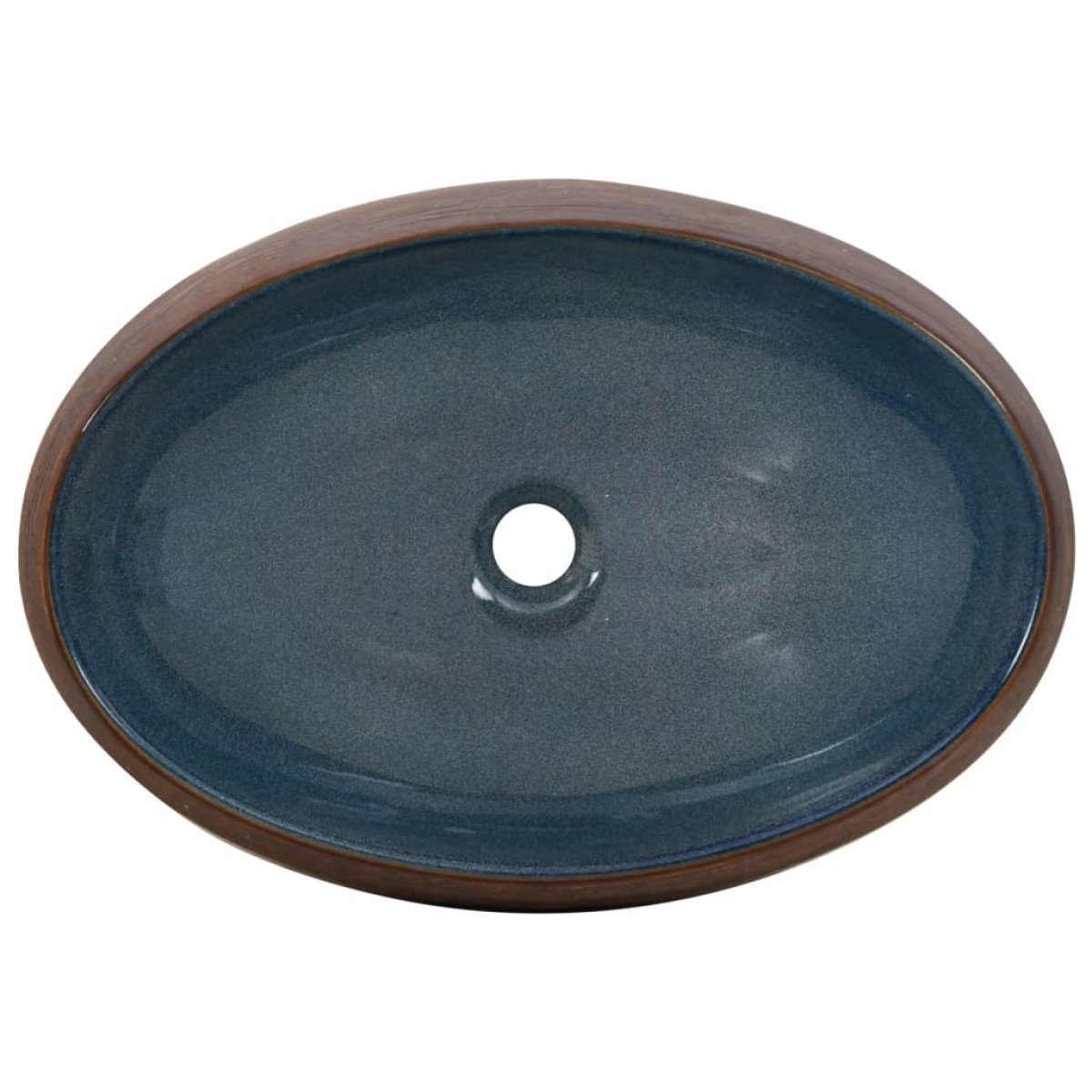 vidaXL Νιπτήρας Οβάλ Καφέ και Μπλε 59 x 40 x 15 εκ. Κεραμικός
