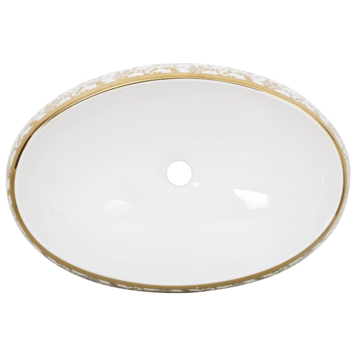 vidaXL Νιπτήρας Οβάλ Λευκός και Χρυσός 59 x 40 x 15 εκ. Κεραμικός