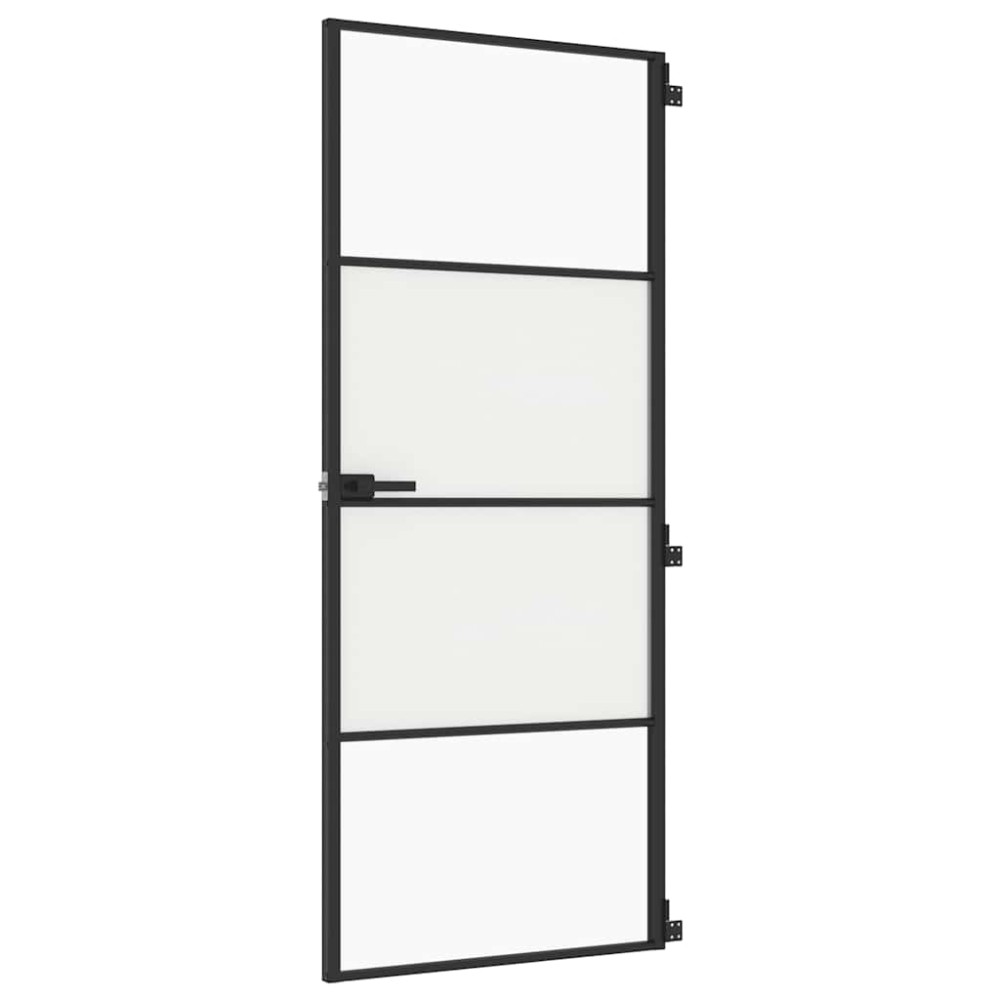 vidaXL Εσωτερική Πόρτα Μαύρη 83 x 201,5 εκ. Ψημένο Γυαλί & Αλουμίνιο