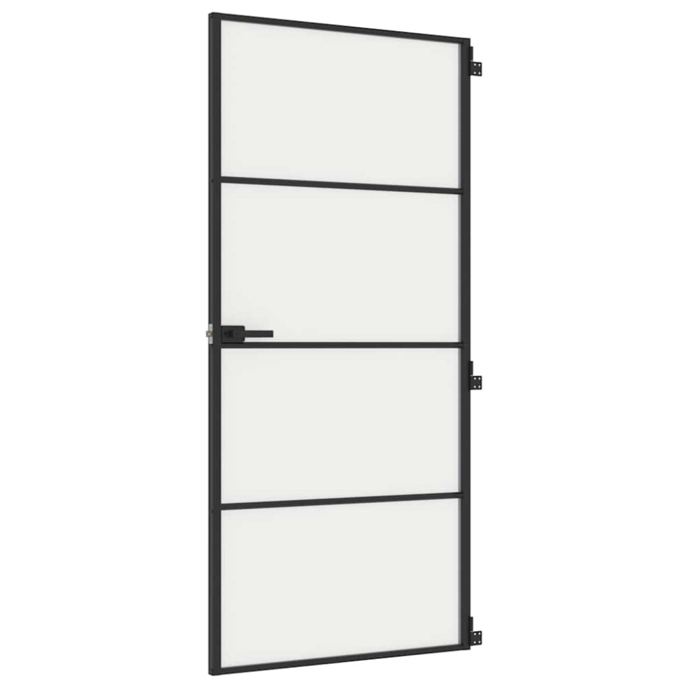 vidaXL Εσωτερική Πόρτα Μαύρη 93 x 201,5 εκ. Ψημένο Γυαλί & Αλουμίνιο