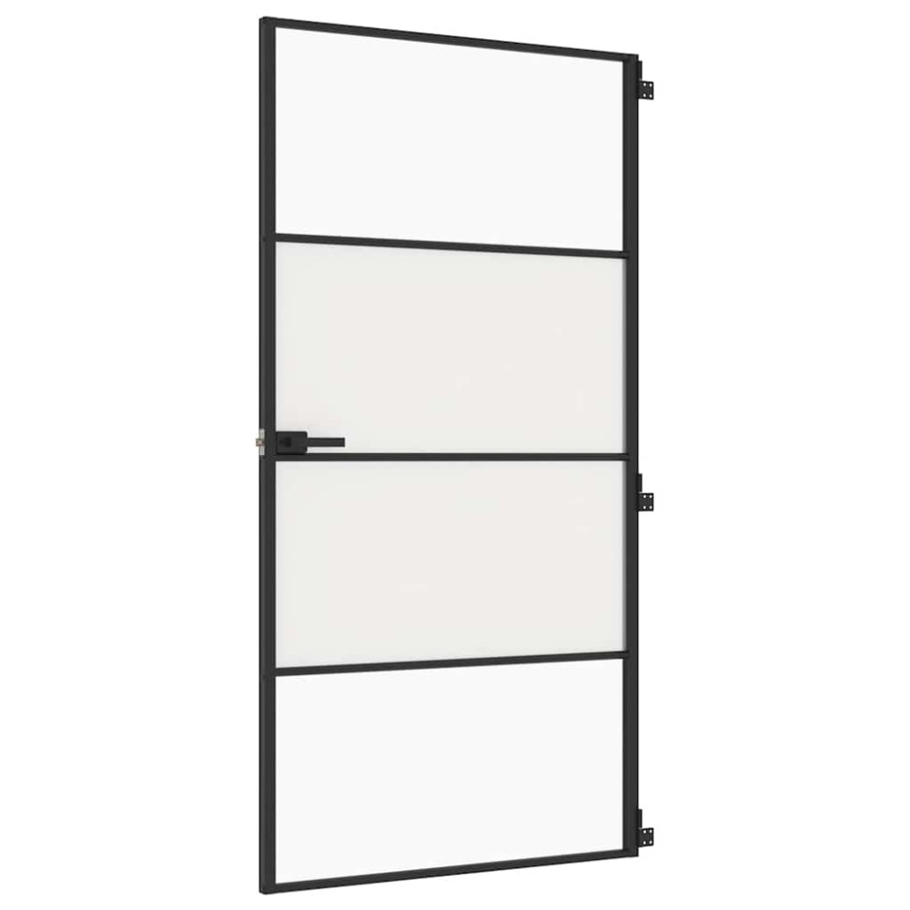 vidaXL Εσωτερική Πόρτα Μαύρη 102,5x201,5 εκ. Ψημένο Γυαλί & Αλουμίνιο