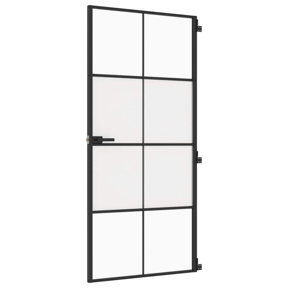 vidaXL Εσωτερική Πόρτα Μαύρη 93 x 201,5 εκ. Ψημένο Γυαλί & Αλουμίνιο