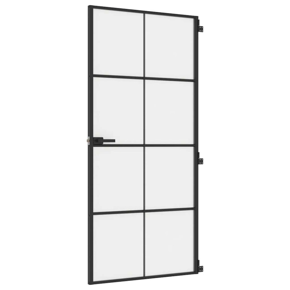 vidaXL Εσωτερική Πόρτα Μαύρη 93 x 201,5 εκ. Ψημένο Γυαλί & Αλουμίνιο