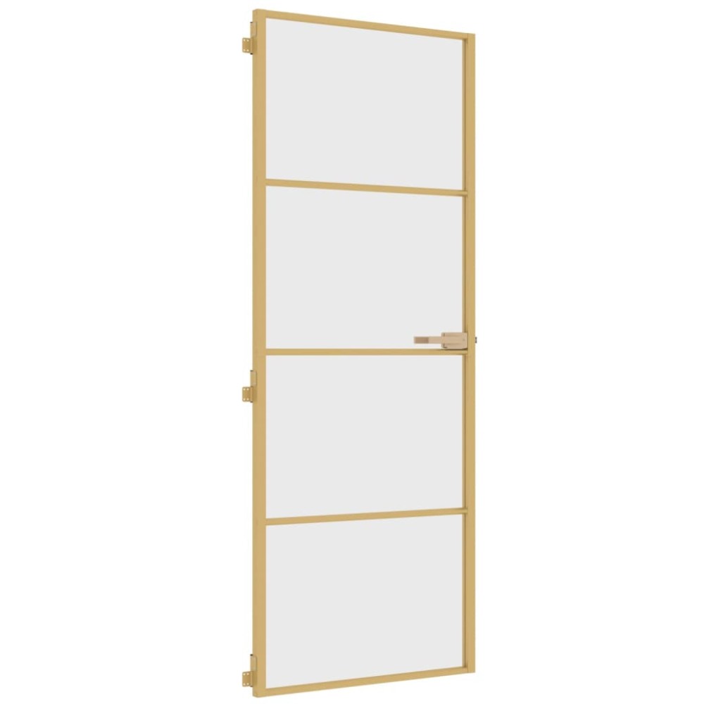vidaXL Εσωτερική Πόρτα Χρυσή 76 x 201,5 εκ. Ψημένο Γυαλί & Αλουμίνιο