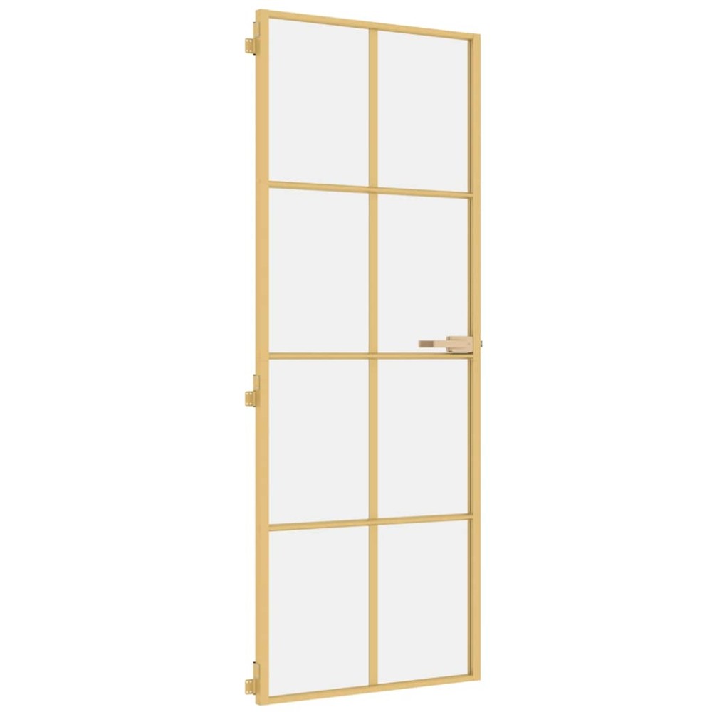 vidaXL Εσωτερική Πόρτα Χρυσή 76 x 201,5 εκ. Ψημένο Γυαλί & Αλουμίνιο