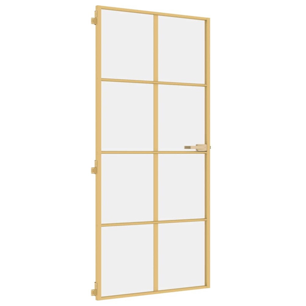 vidaXL Εσωτερική Πόρτα Χρυσή 93 x 201,5 εκ. Ψημένο Γυαλί & Αλουμίνιο