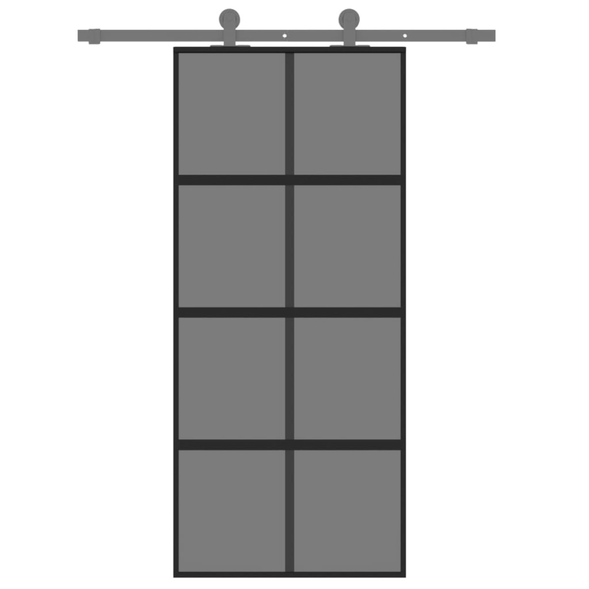 vidaXL Συρόμενη Πόρτα Μαύρη 90 x 205 εκ. από Ψημένο Γυαλί & Αλουμίνιο