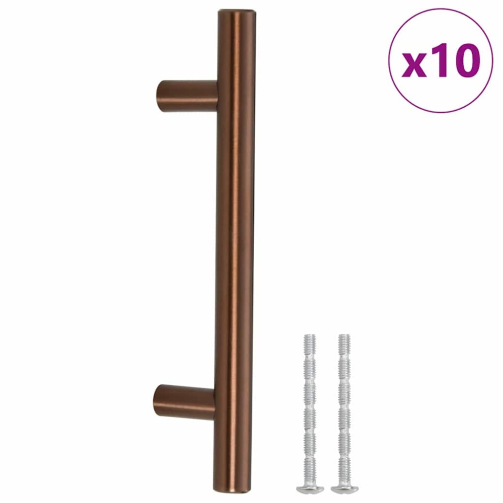 vidaXL Λαβές Ντουλαπιών 10 τεμ. Μπρονζέ 96 χιλ. από Ανοξείδωτο Ατσάλι