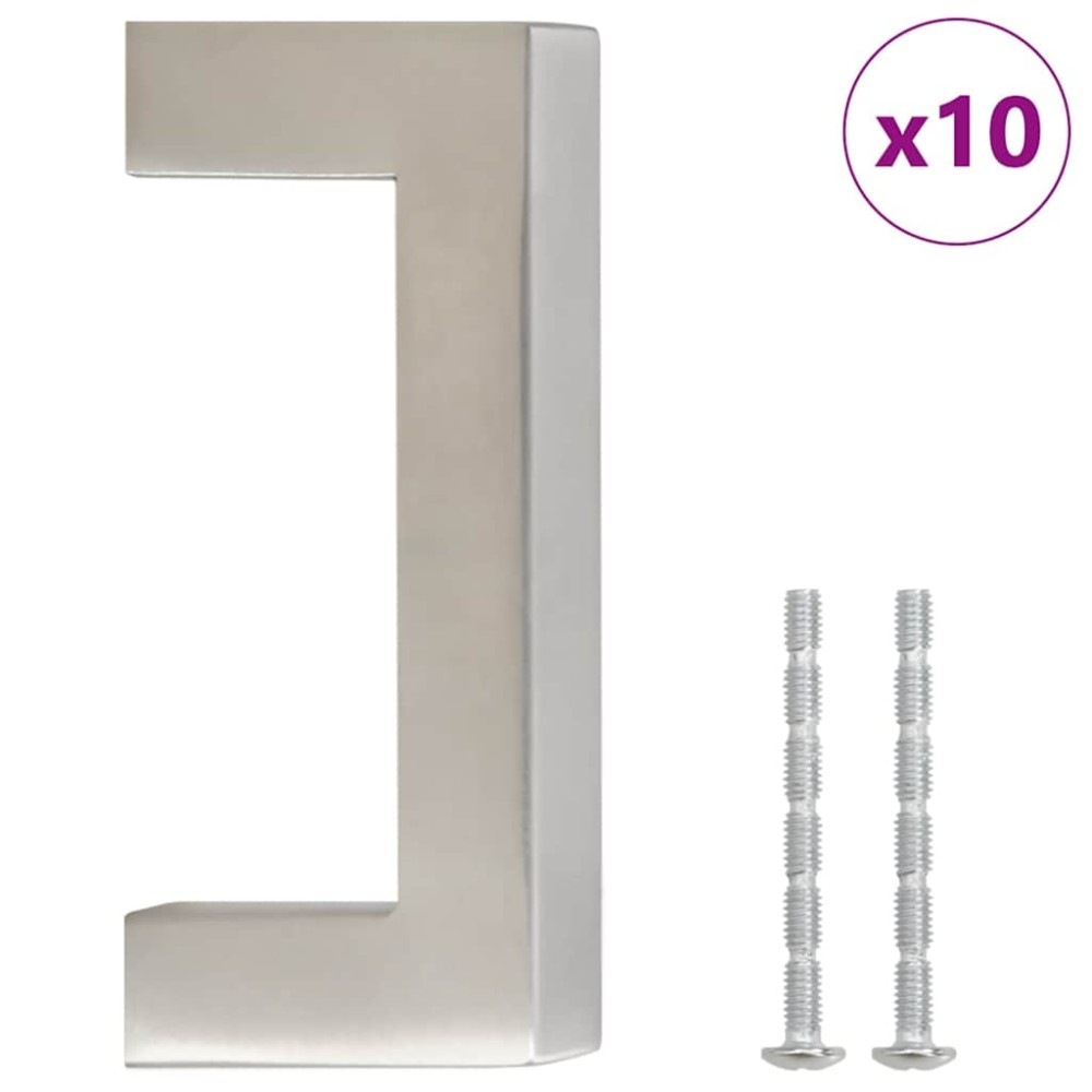 vidaXL Λαβές Ντουλαπιών 10 τεμ. Ασημί 64 χιλ. από Ανοξείδωτο Ατσάλι