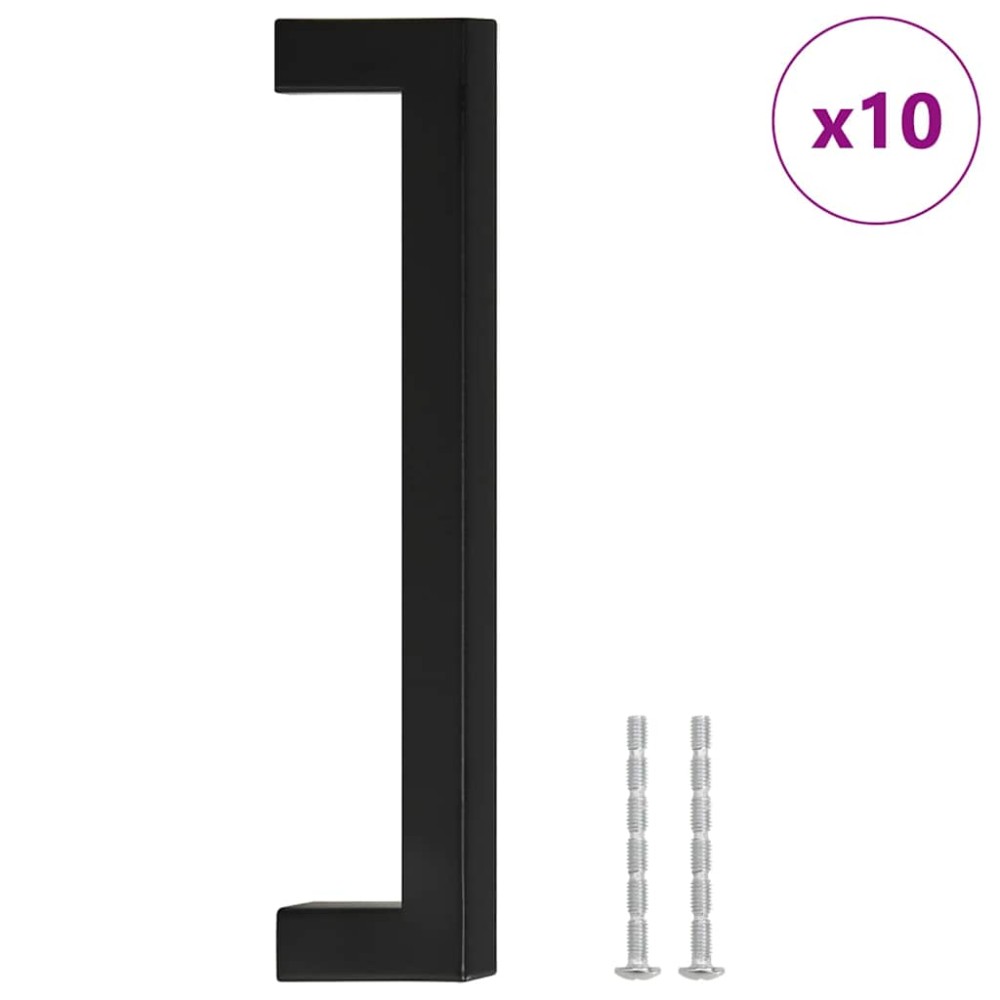 vidaXL Λαβές Ντουλαπιών 10 τεμ. Μαύρες 160 χιλ. από Ανοξείδωτο Ατσάλι