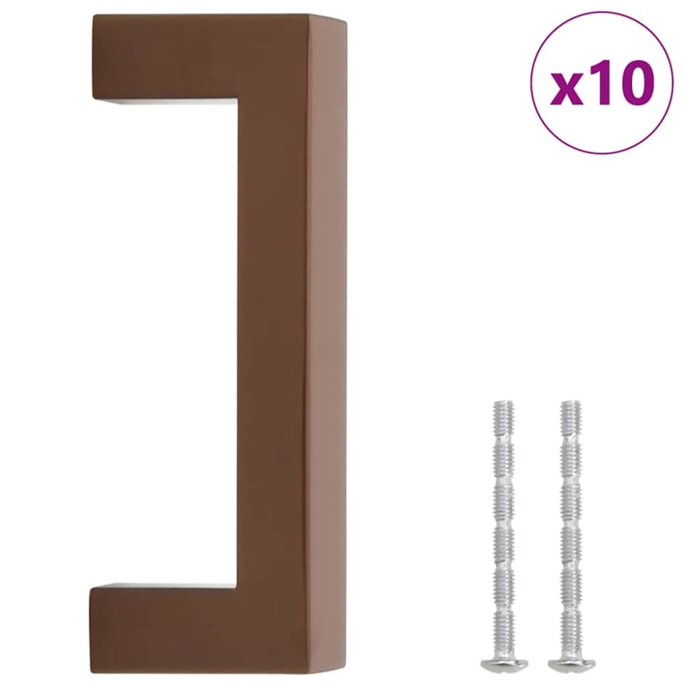 vidaXL Λαβές Ντουλαπιών 10 τεμ. Μπρονζέ 96 χιλ. από Ανοξείδωτο Ατσάλι