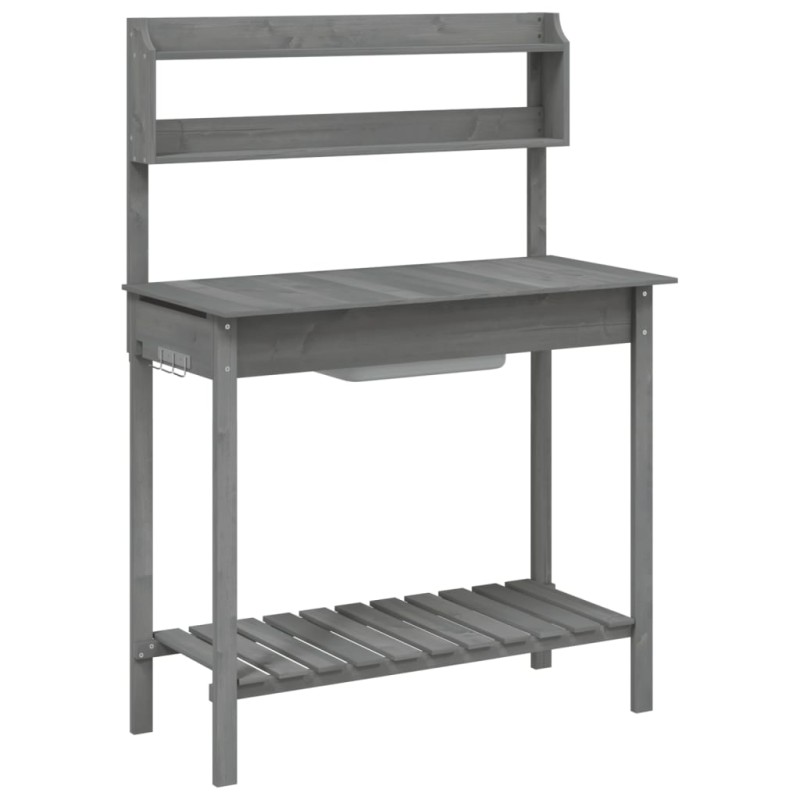 vidaXL Τραπέζι για Γλάστρες+Νεροχύτη Γκρι 147,5x44x139,5εκ Μασίφ Ελάτη