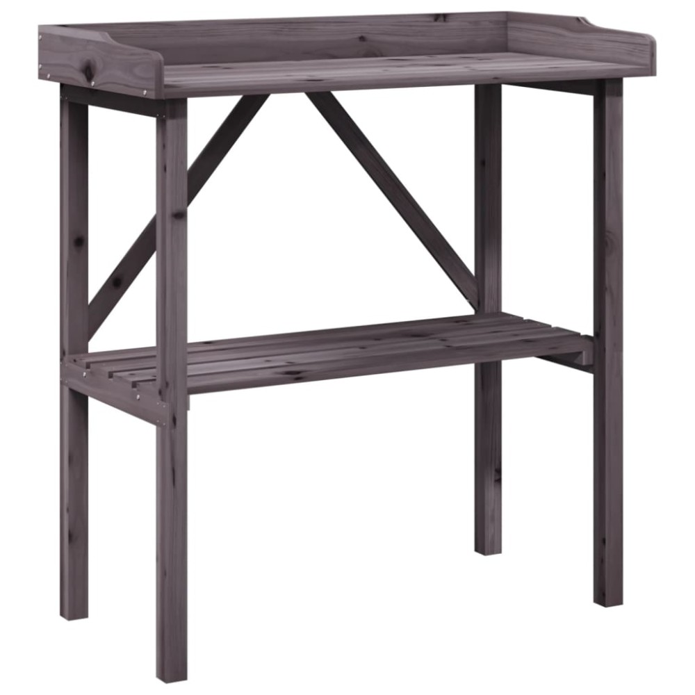 vidaXL Τραπέζι Φυτών με Ράφι Γκρι 78x38x82,5εκ. από Μασίφ Ξύλο Ελάτης