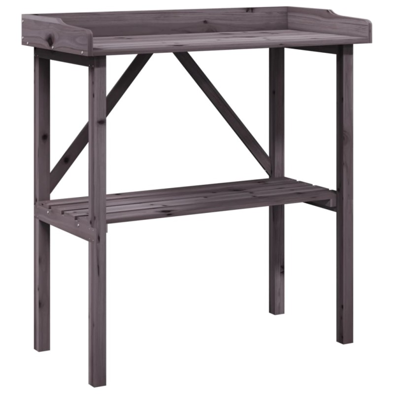vidaXL Τραπέζι Φυτών με Ράφι Γκρι 78x38x82,5εκ. από Μασίφ Ξύλο Ελάτης