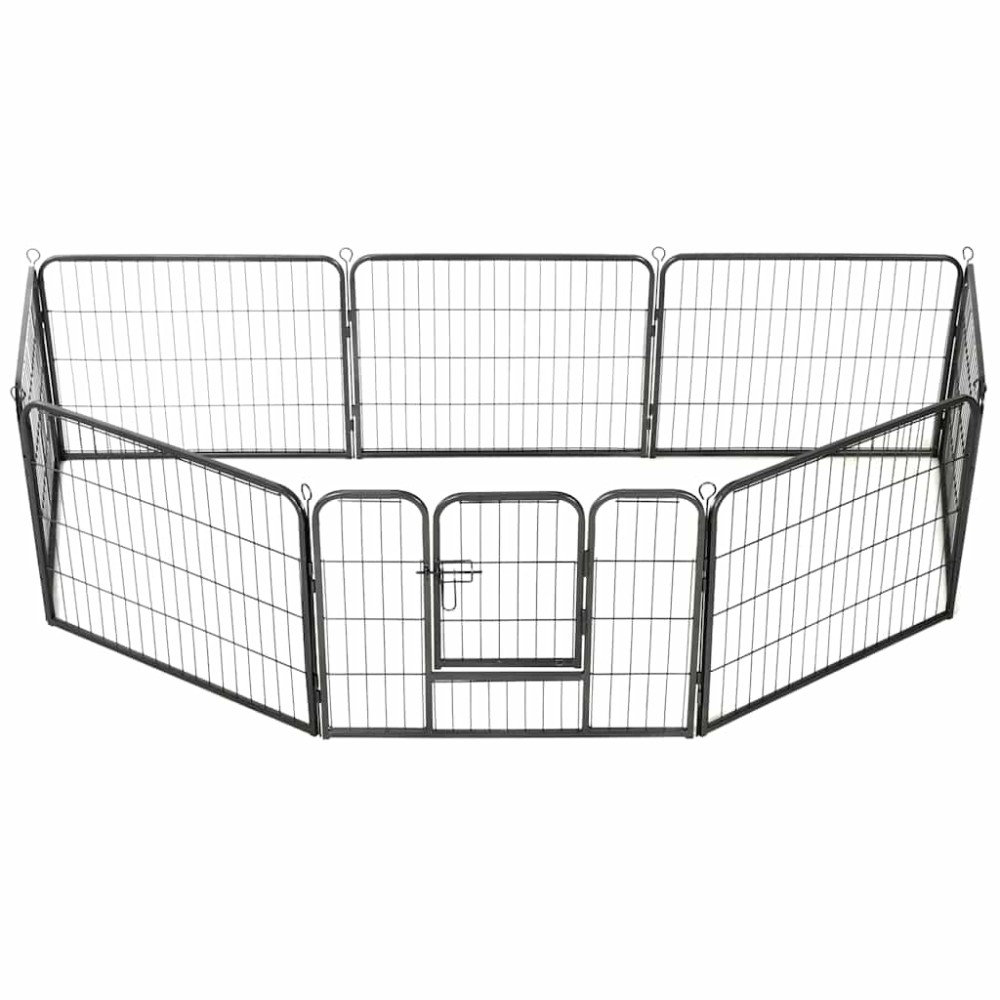 vidaXL Πάρκο Σκύλου με 8 Πάνελ Μαύρο 60 x 80 εκ. Ατσάλινο