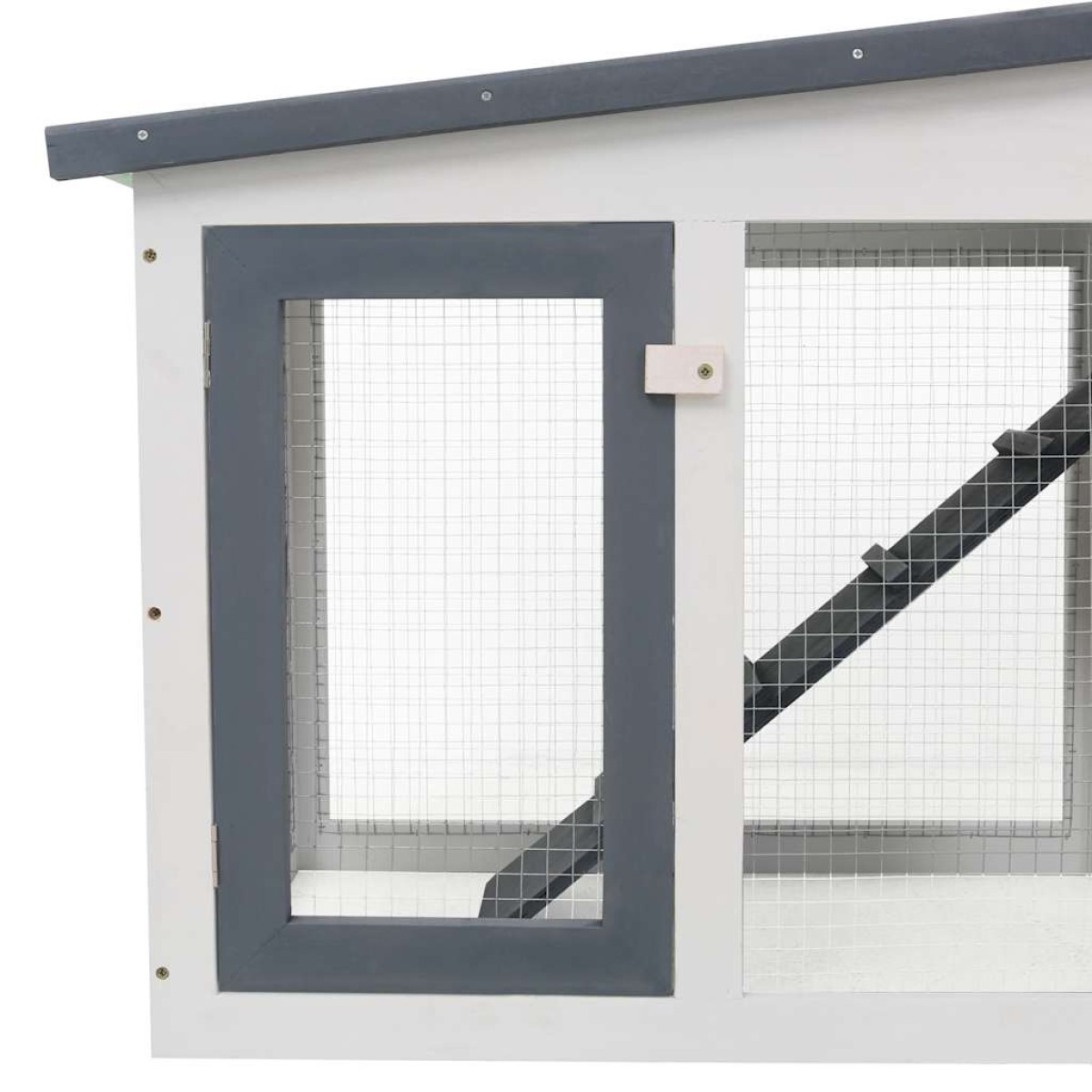 vidaXL Κλουβί Κουνελιών Μεγάλο Γκρι/Λευκό 204 x 45 x 85 εκ. Ξύλινο