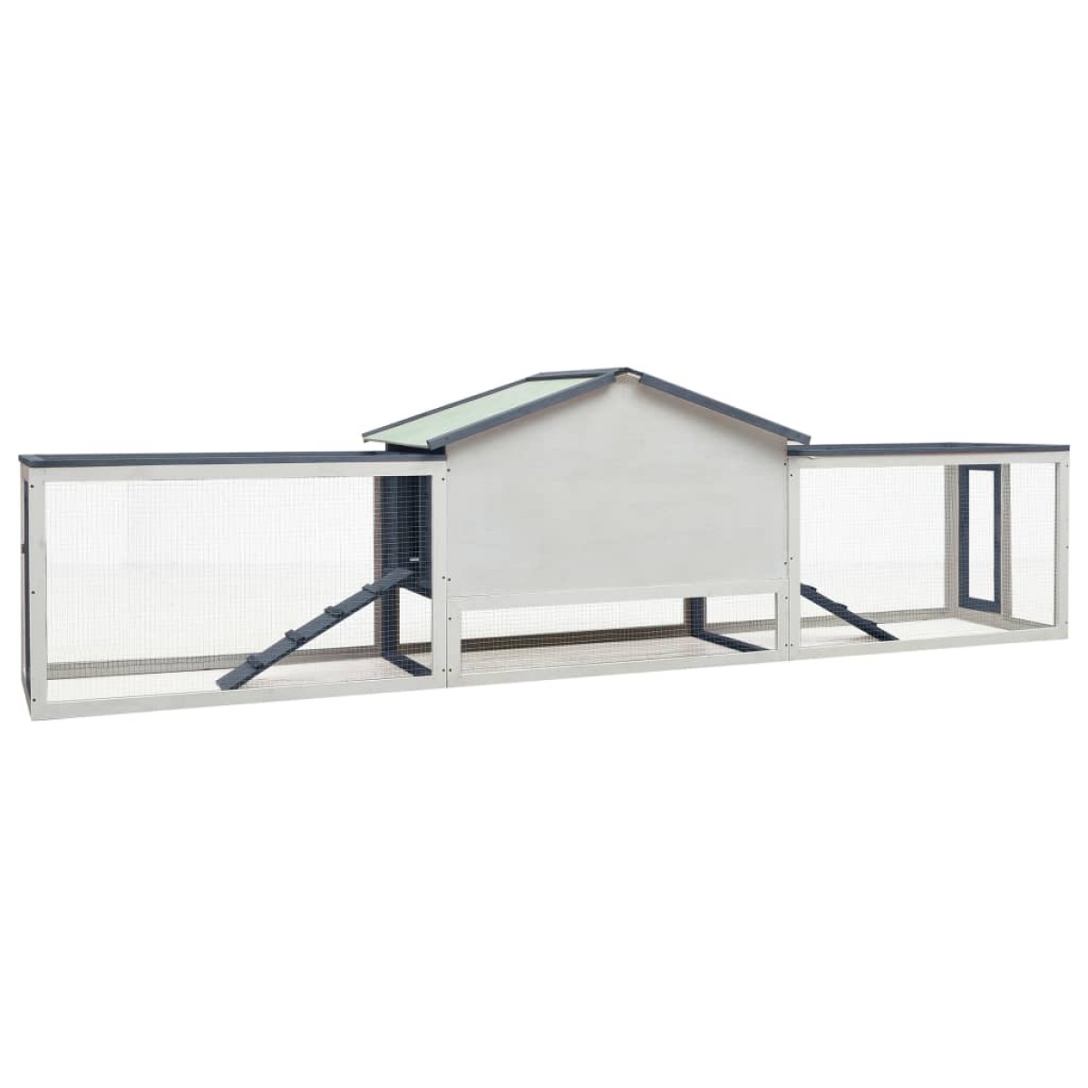 vidaXL Κλουβί Κουνελιών Γκρι 310x70x87 εκ. Μασίφ Ξύλο Πεύκου/Ελάτης