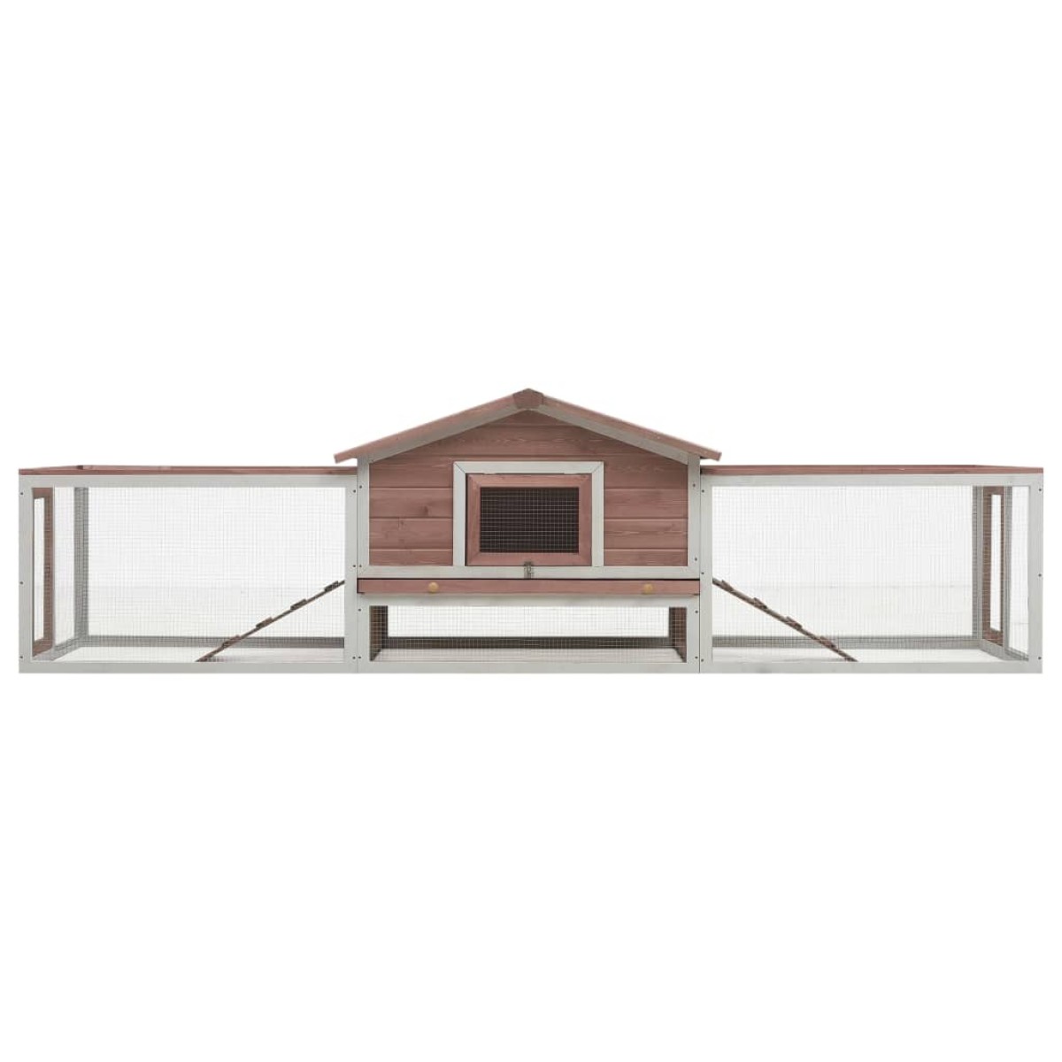 vidaXL Κλουβί Κουνελιών Μόκα 310x70x87 εκ. Μασίφ Ξύλο Πεύκου/Ελάτης
