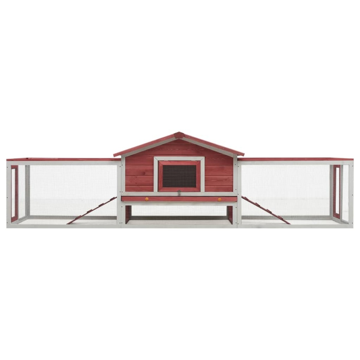 vidaXL Κλουβί Κουνελιών Κόκκινο 310x70x87 εκ. Μασίφ Ξύλο Πεύκου/Ελάτης