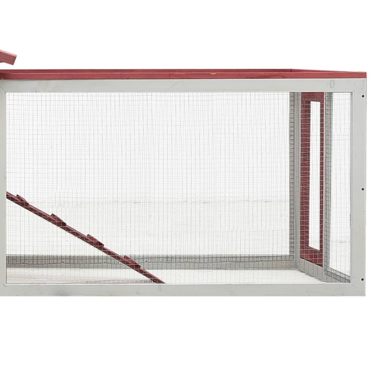 vidaXL Κλουβί Κουνελιών Κόκκινο 310x70x87 εκ. Μασίφ Ξύλο Πεύκου/Ελάτης