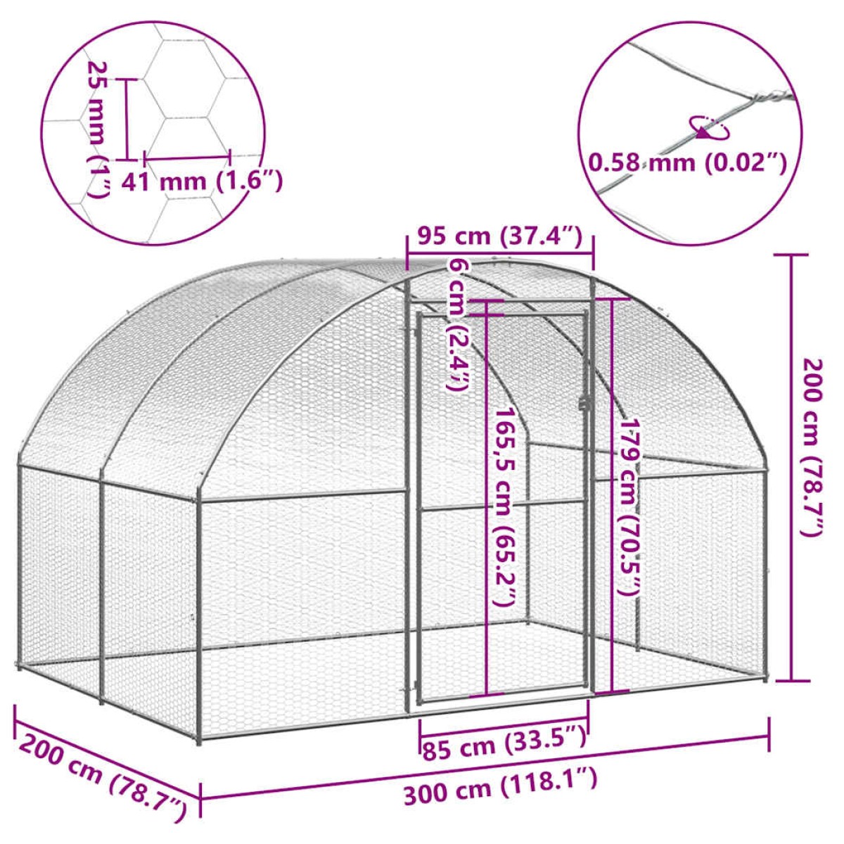 vidaXL Κοτέτσι Εξωτερικού Χώρου 3 x 2 x 2 μ. από Γαλβανισμένο Χάλυβα