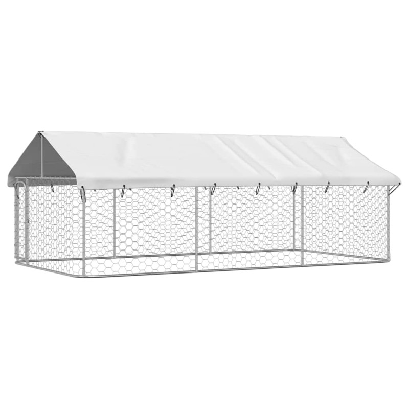 vidaXL Κλουβί Σκύλου Εξωτερικού Χώρου 400 x 200 x 150 εκ. με Στέγαστρο