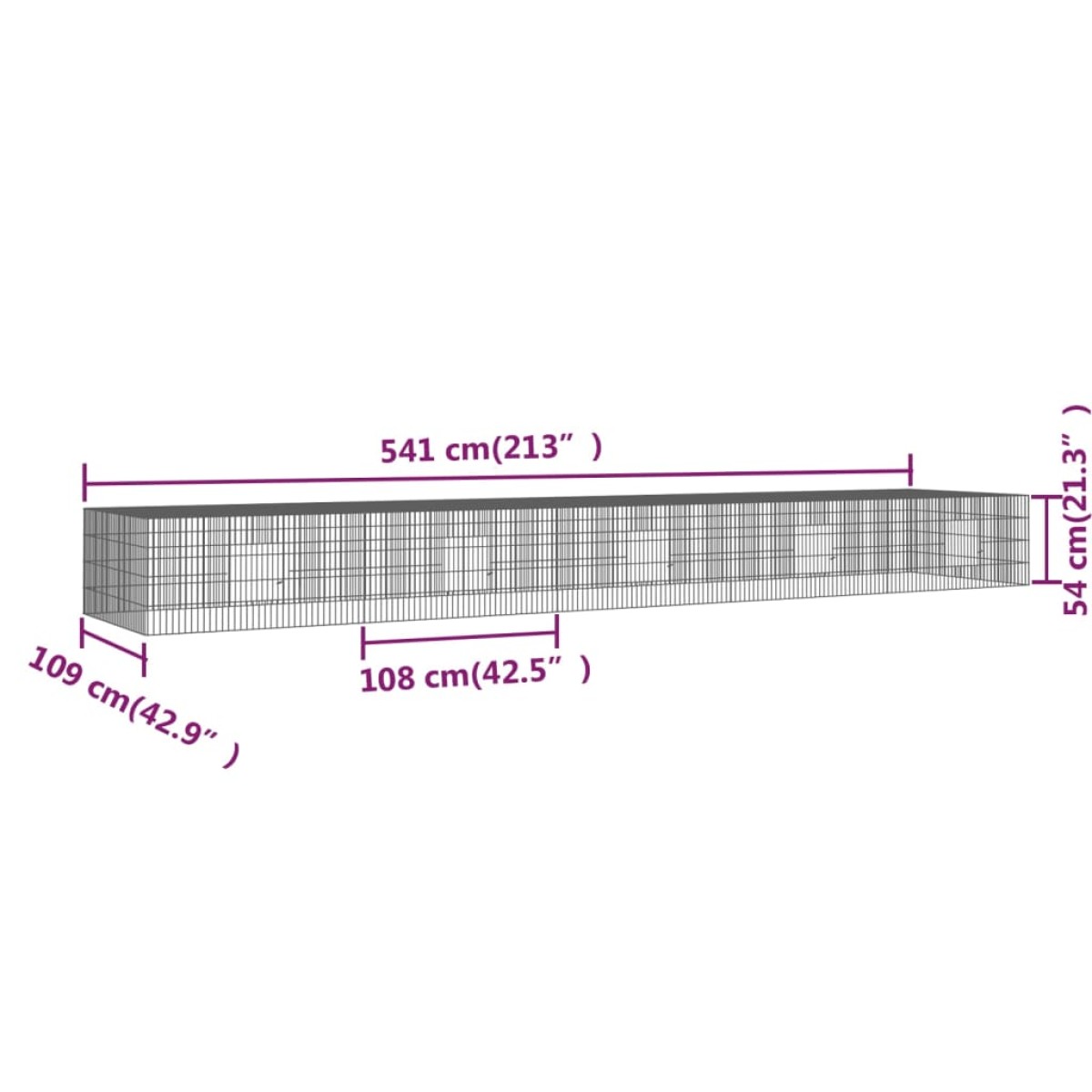 vidaXL Κλουβί Κουνελιών 5 Πάνελ 541x109x54 εκ. από Γαλβανισμένο Σίδερο