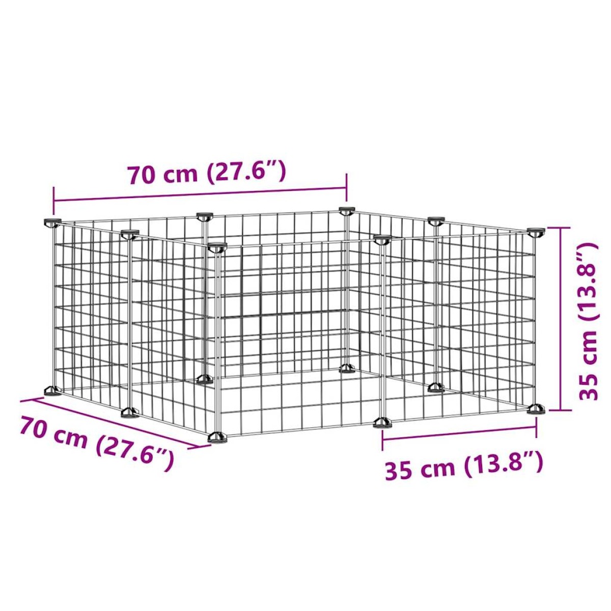 vidaXL Κλουβί για Κατοικίδια με 8 Πάνελ Μαύρο 35 x 35 εκ. Ατσάλινο
