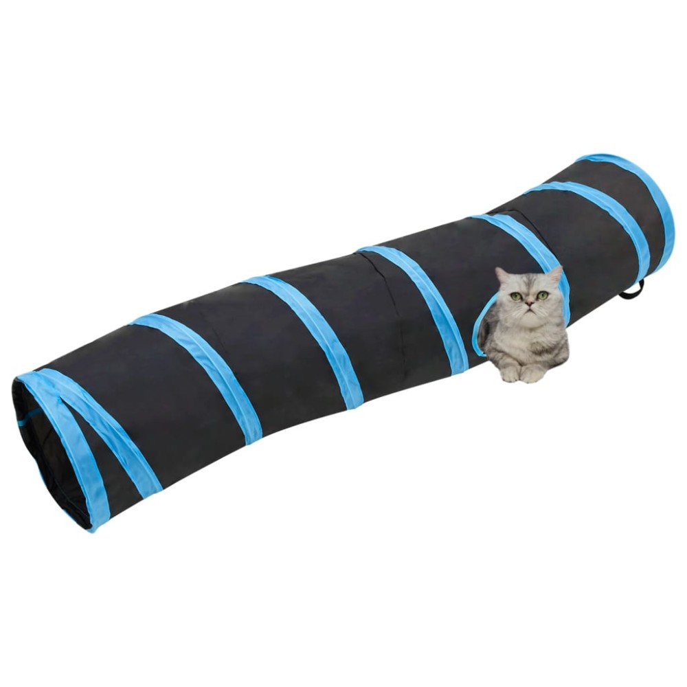 vidaXL Τούνελ για Γάτες Σήματος S Μαύρο/Μπλε 122 εκ. Πολυεστέρας