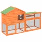 vidaXL Κλουβί Κουνελιών Καφέ 185,5x60,5x109,5 εκ. Μασίφ Ξύλο Πεύκου