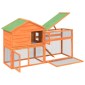 vidaXL Κλουβί Κουνελιών Καφέ 185,5x60,5x109,5 εκ. Μασίφ Ξύλο Πεύκου