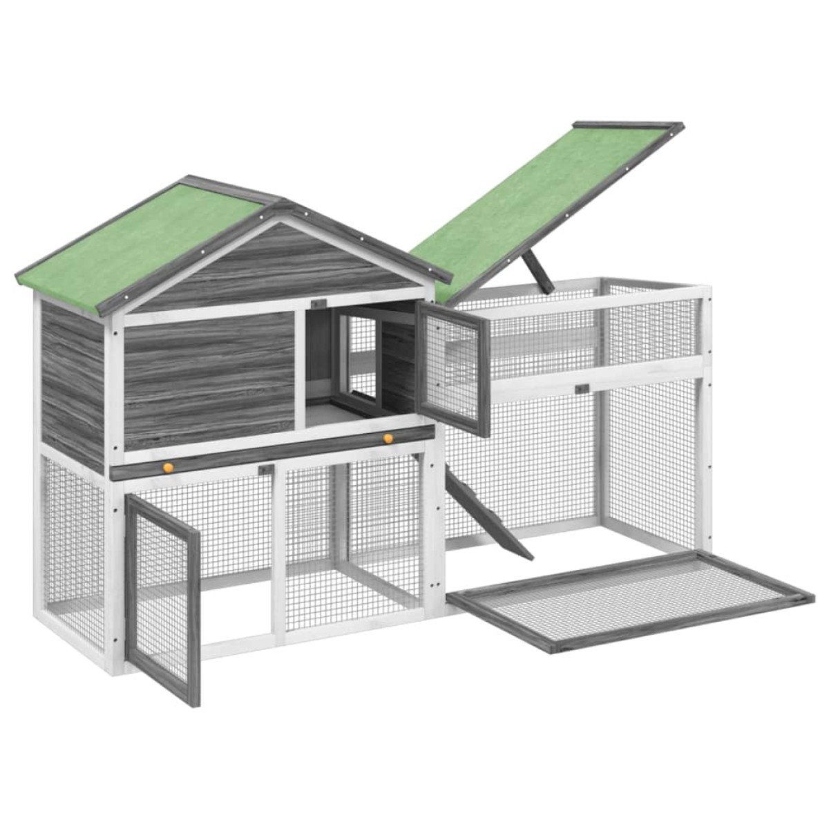 vidaXL Κλουβί Κουνελιών Γκρι 185,5x60,5x109,5 εκ. Μασίφ Ξύλο Πεύκου