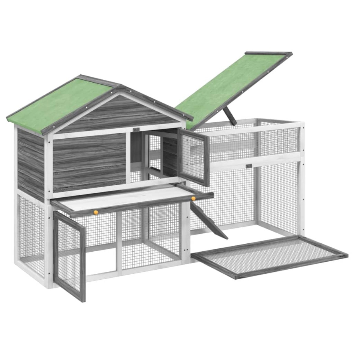 vidaXL Κλουβί Κουνελιών Γκρι 185,5x60,5x109,5 εκ. Μασίφ Ξύλο Πεύκου