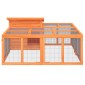 vidaXL Κλουβί Κουνελιών Καφέ 144 x 123 x 67,5 εκ. Μασίφ Ξύλο Πεύκου