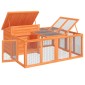 vidaXL Κλουβί Κουνελιών Καφέ 144 x 123 x 67,5 εκ. Μασίφ Ξύλο Πεύκου