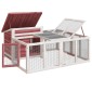vidaXL Κλουβί Κουνελιών Μόκα 144 x 123 x 67,5 εκ. Μασίφ Ξύλο Πεύκου